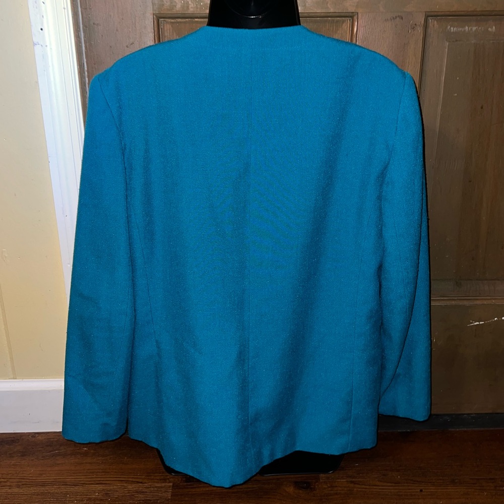 Vinatge 90s Personal Petite Blue Office  Chic Button Up Blazer Jacket Size 12 - Picture 5 of 13